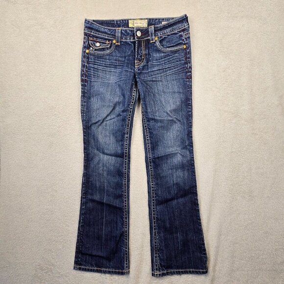 MEK Jeans Womens Size 29x32 Baltimore Denim Boot Cut Distressed Faded Whiskers - Picture 13 of 13